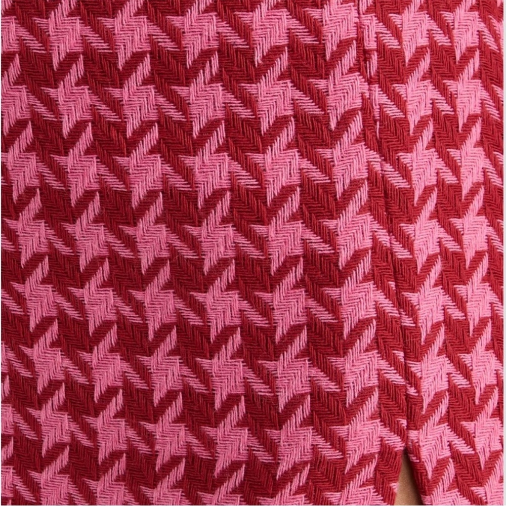 Afrm Melody Herringbone Mini Skirt Red and Pink Side Slit Sz Small - Picture 6 of 8